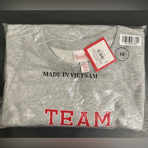 Wondershop NWT 1X Women's Team Holiday Spirit Matching Family Sweatshirt gray - Picture 8 of 9